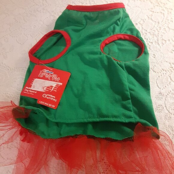 Luv-A-Pet (M) Christmas Dog Dress w/Red Netting on Hem. Fits Dogs 14" to 17". - Picture 3 of 3